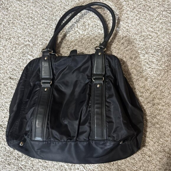 Banana Republic Tote Bag Womens Black Nylon Shoulder Purse Handbag Double Handle - Picture 1 of 11